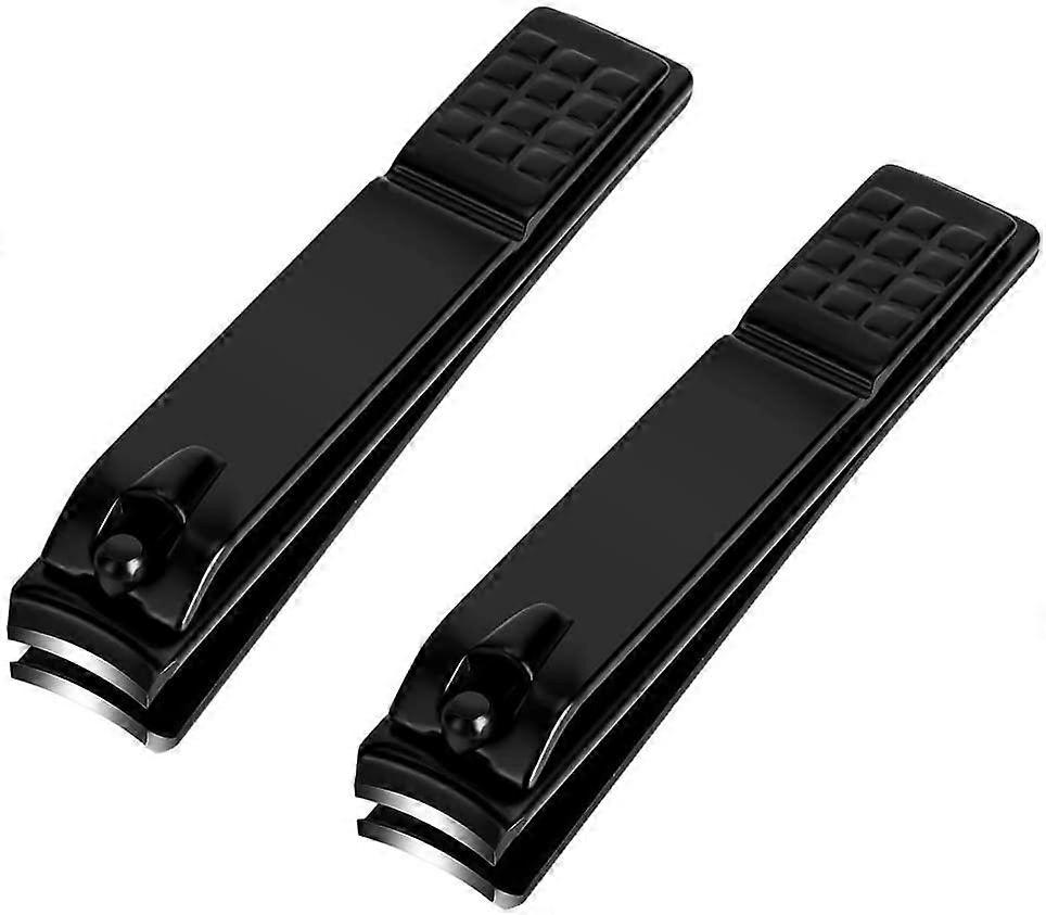 Nail Clippers Set, Sharp Stainless Steel Nail and Toenail Clippers, Black Nail Clippers, Large - Set of 2.