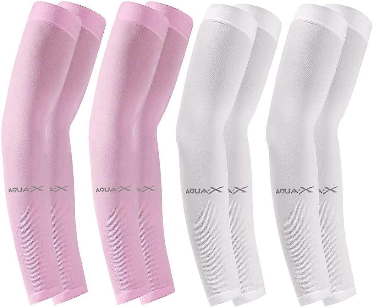 Arm Warmers, 4 Pairs Sun Protection Forearm Sun Arm Sleeves UV Glazed Soft Breathable Protective Arm Sleeves for Sports Cycling Unisex Cooling Sleeve