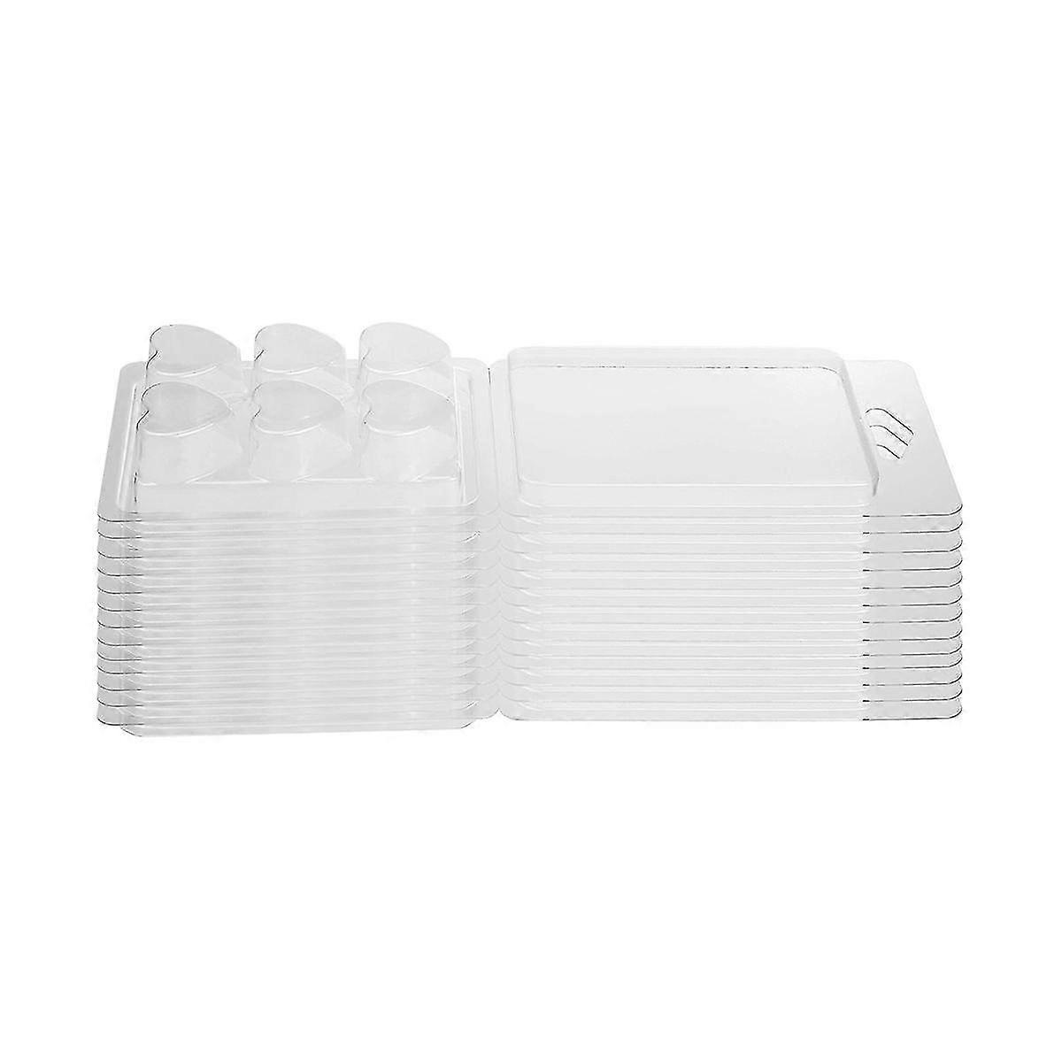 Wax Melt Containers-6 Cavity Clear Empty Plastic Wax Melt -100 Packs Heart Shape Clamshells For Mak