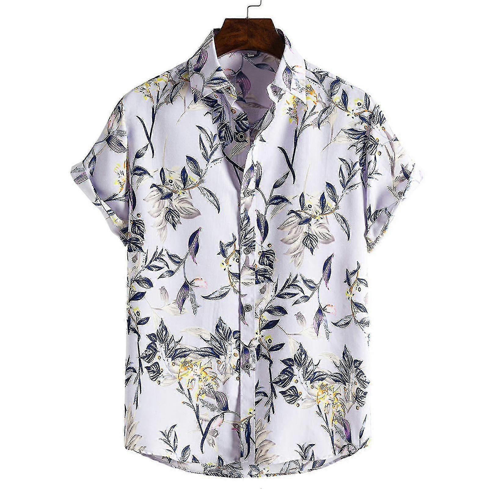 Męska koszula hawajska z krótkim rękawem Front Button Casual Vacation Style Tee Tops Fz5-2