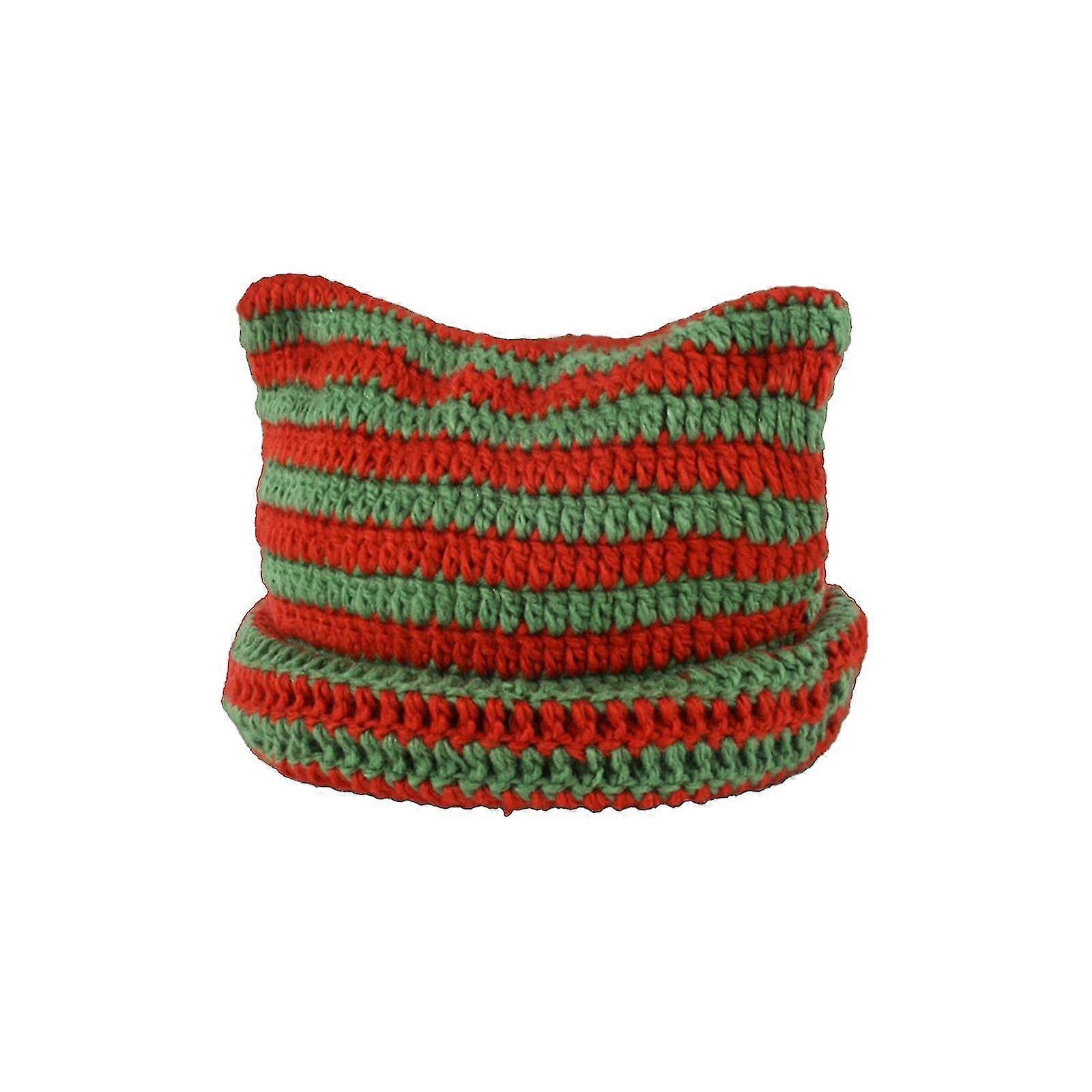 Crochet Cat Beanie Για Γυναίκες - Vintage Grunge Accessories Slouchy Hat