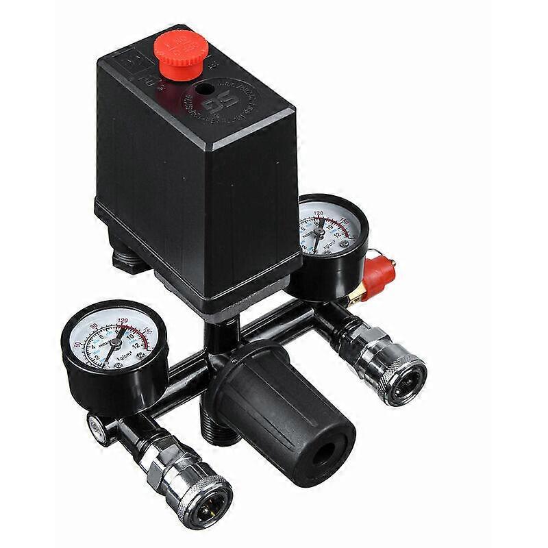 Air Compressor Pressure Switch Control Valve Regulator Gauges with Quick Connector (220V)