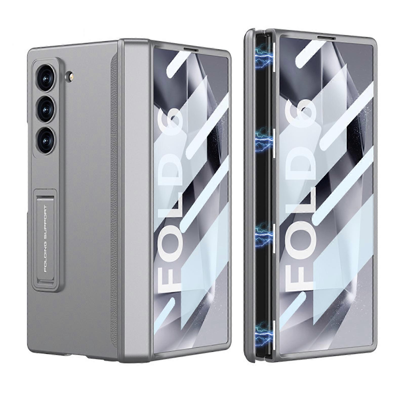 Z Fold 6 Case Hinge Coverage Protective with Kickstand Screen Protector PC Magnetic All-Inclusive Shockproof Cover for Z Fold 6