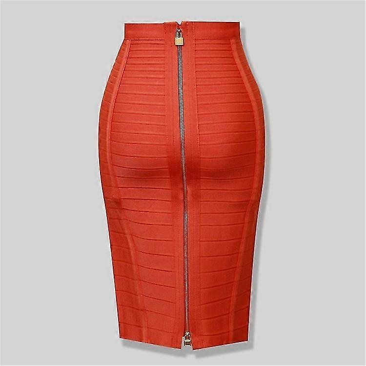 Femei sexy fermoar raion bandaj fusta pachet hip fusta dungi inalt elastic bandaj fusta TA