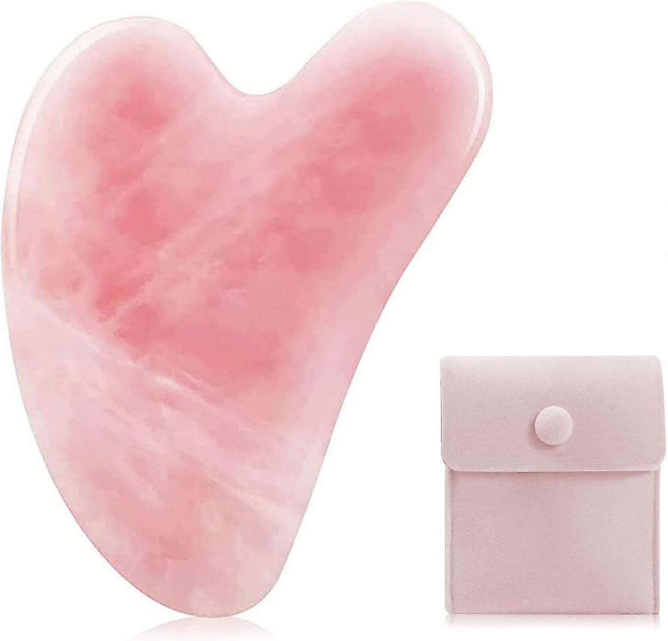 翡翠グアシャストーンズマッサージスクレイピング理学療法とスパ顔、目、首、体に使用される鍼治療(ピンク)-QJWL