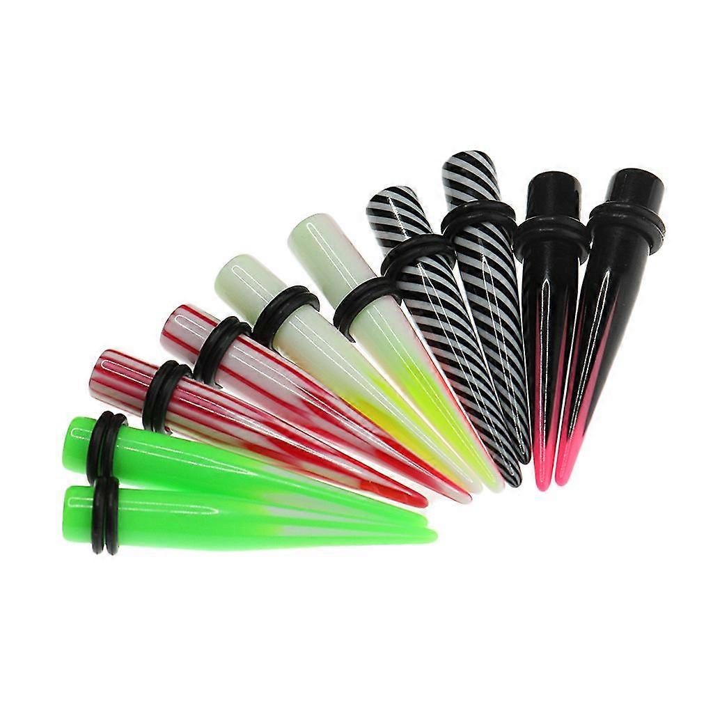 5 Pair Assorted Colors Straight Taper With O Ring Ear Stretching 8mm(0G)