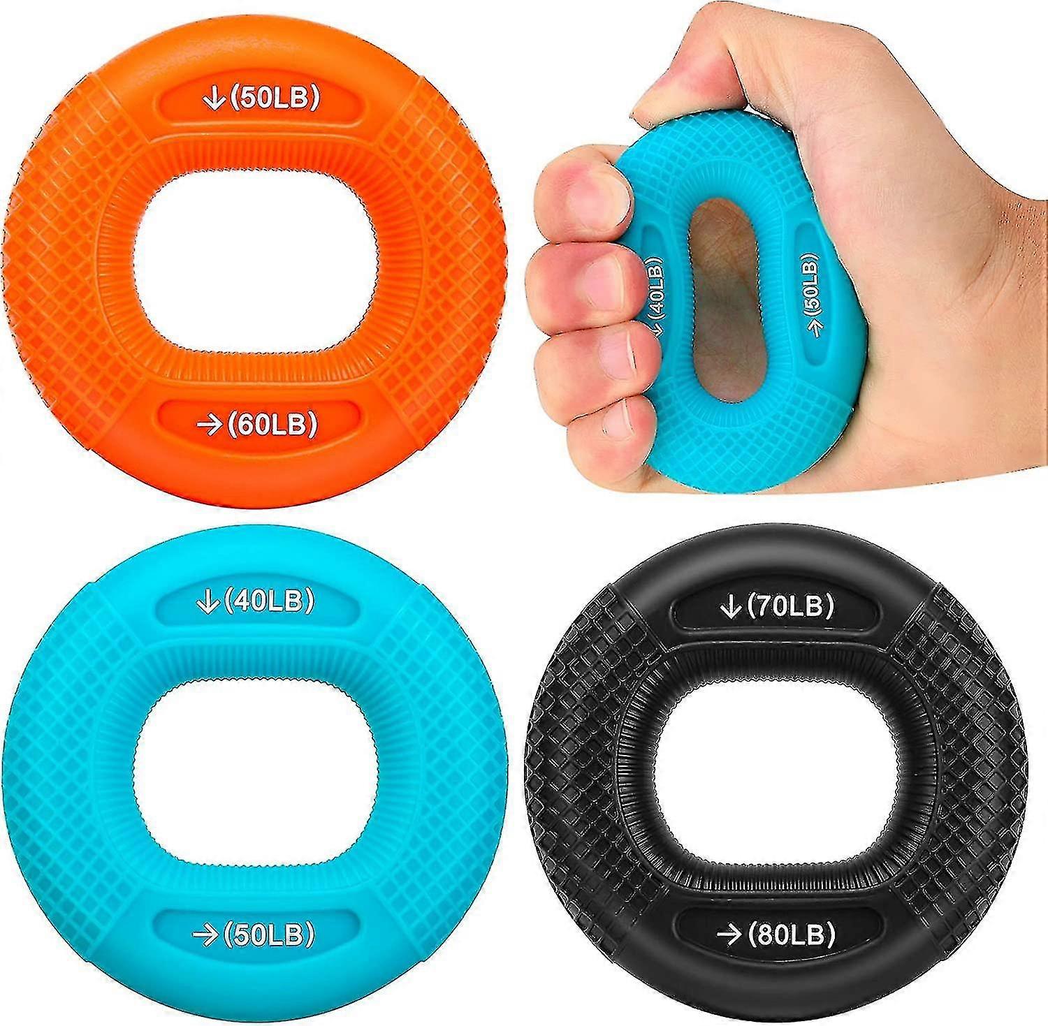 Grip Exerciser Reinforcement Ring, 3 Pack Finger Physical Grip Wrist Forearm Exercise Trainer Silicone Grip For Hand Exercises