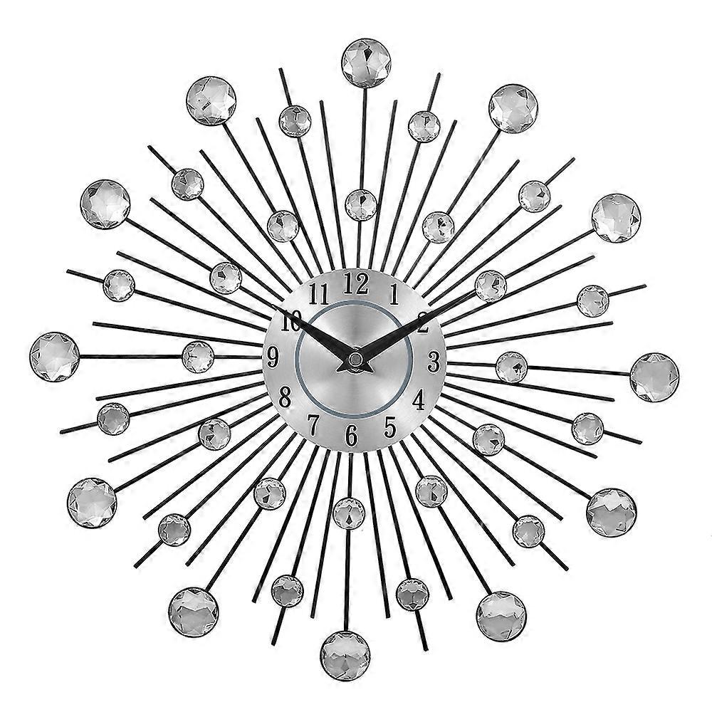 Crystal Silver Wrought Iron Wall Clock