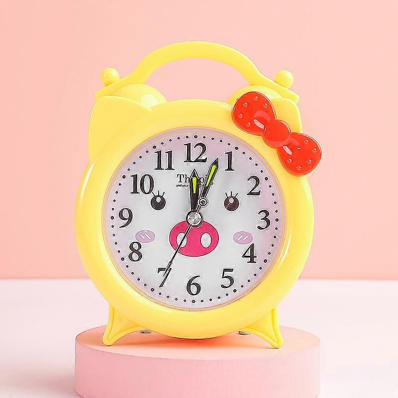 Imitation Bell Alarm Clock Desktop Plastic Clock Bedside(yellow)
