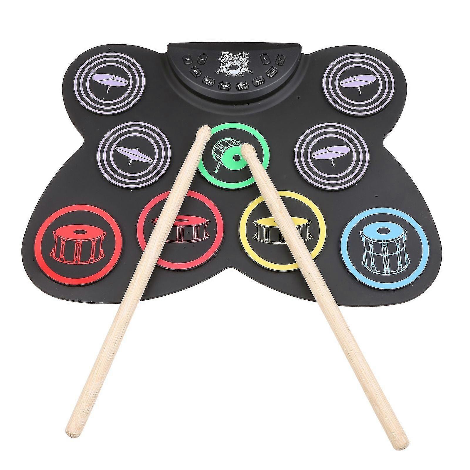 Electronic Drum Set Size Usb Foldable Silicon Drum Pad With 9 Pads Drum Foot Pedals For Beginners Pract
