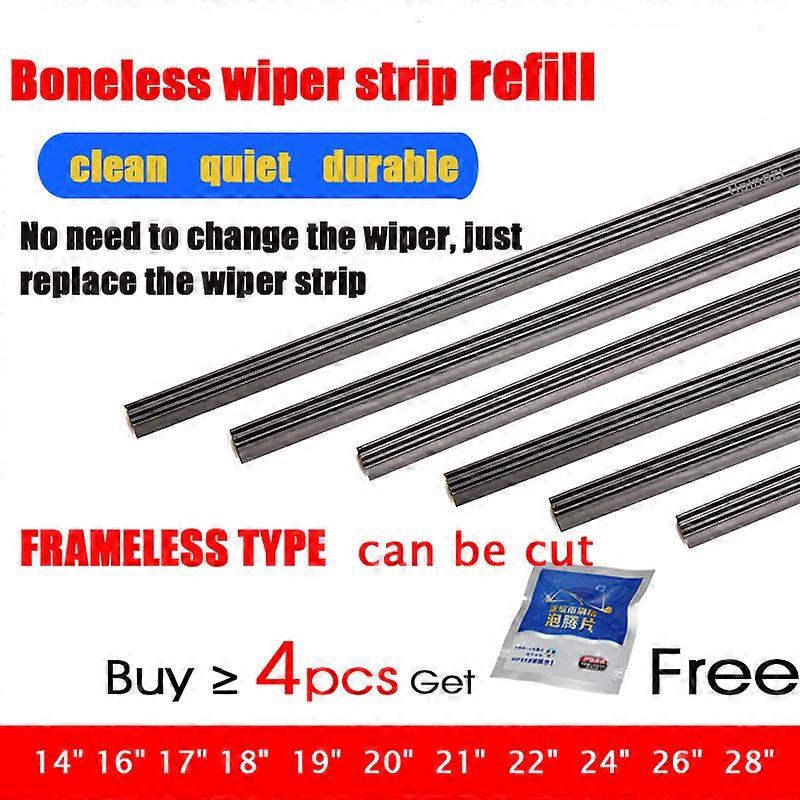 2pcs High Quality Boneless Rubber Car Wiper Blade refill Strips Windscreen 6mm 14"16"17"22"24"26"28" Windshield car accessories