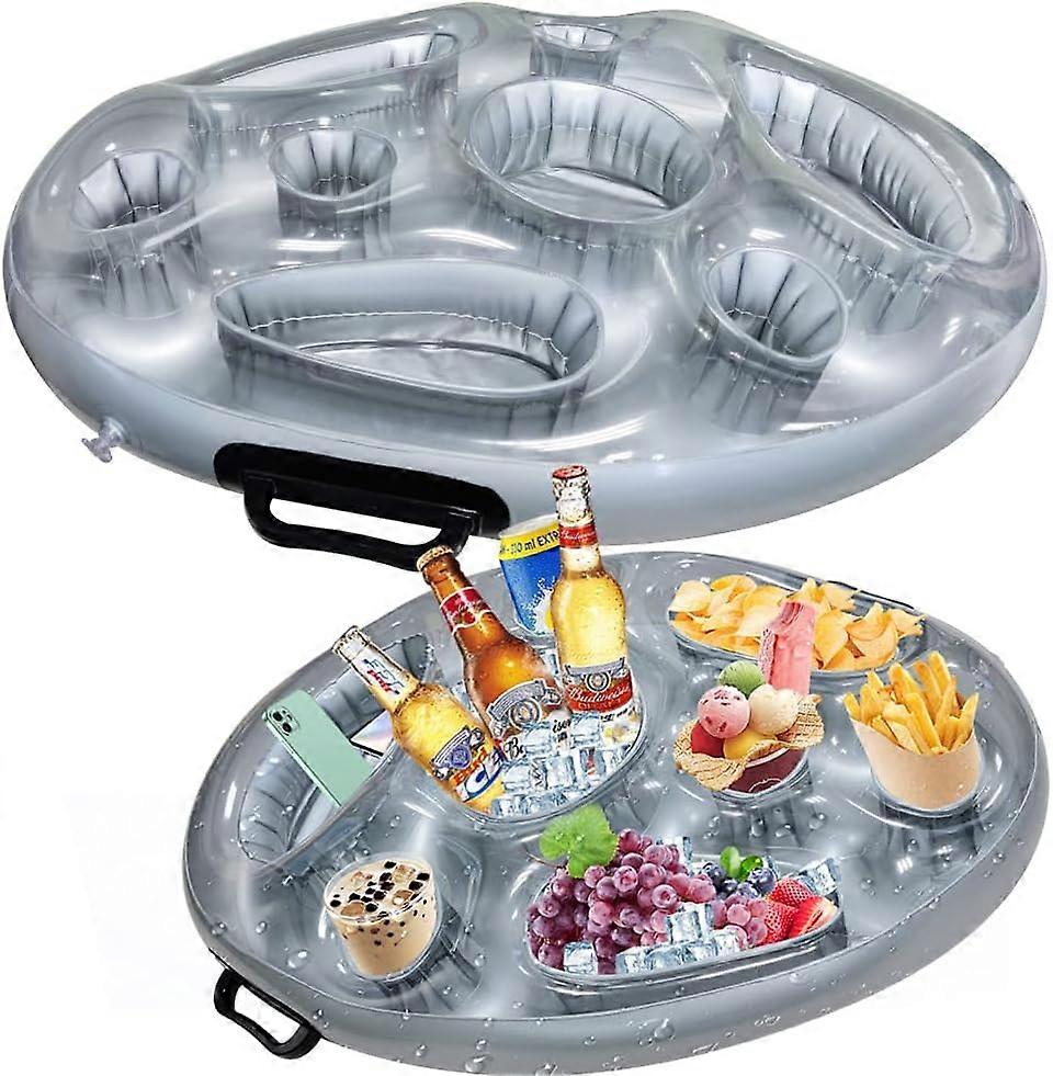 8 Holes Large Cloud Inflatable Floating Drink Holder Beer Juice Can Cup Tray Beverage Salad Fruit Buffet Server Large Capacity for Outdoor Summer Swim