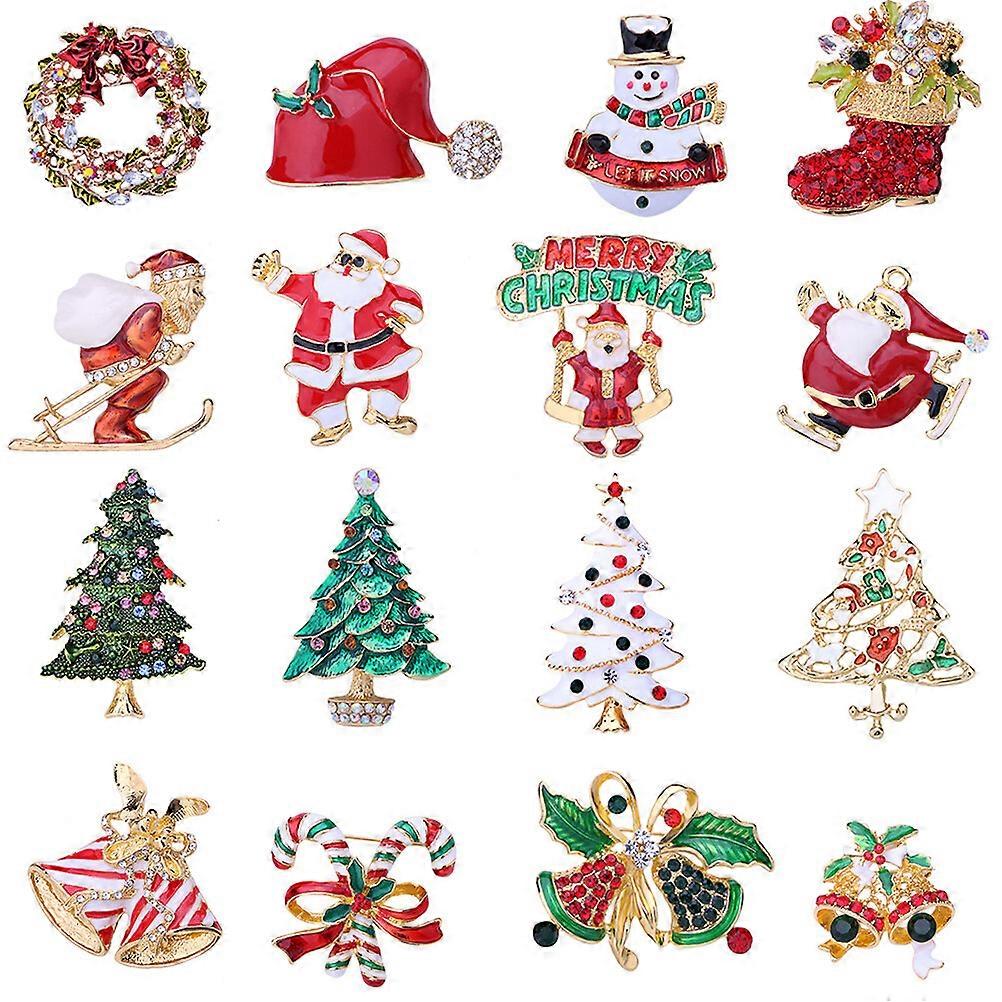 12 ks darčekových súprav Detské LED žiariace odznaky Vianočné trblietkové brošne Vianočná brošňa Pripnutie na vianočný stromček Gombík
