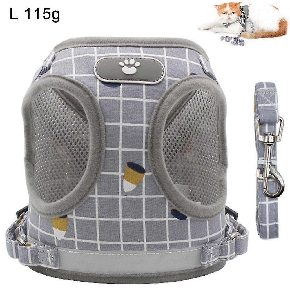 Anti-Escape Cat Carrier And Waist Belt Set, Breathable And Soft For Outdoor Walking Adjustable Chest Strap - Size L In Grey