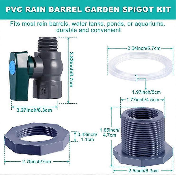 Connector PVC Water Tanks 1 Inch Faucet with Bulkhead Fitting,Hose Adapter(1")