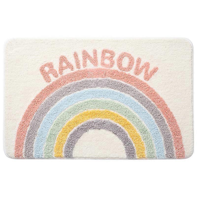 Rainbow Flocking Bath Mat, Bathroom Rug,24"x 16"