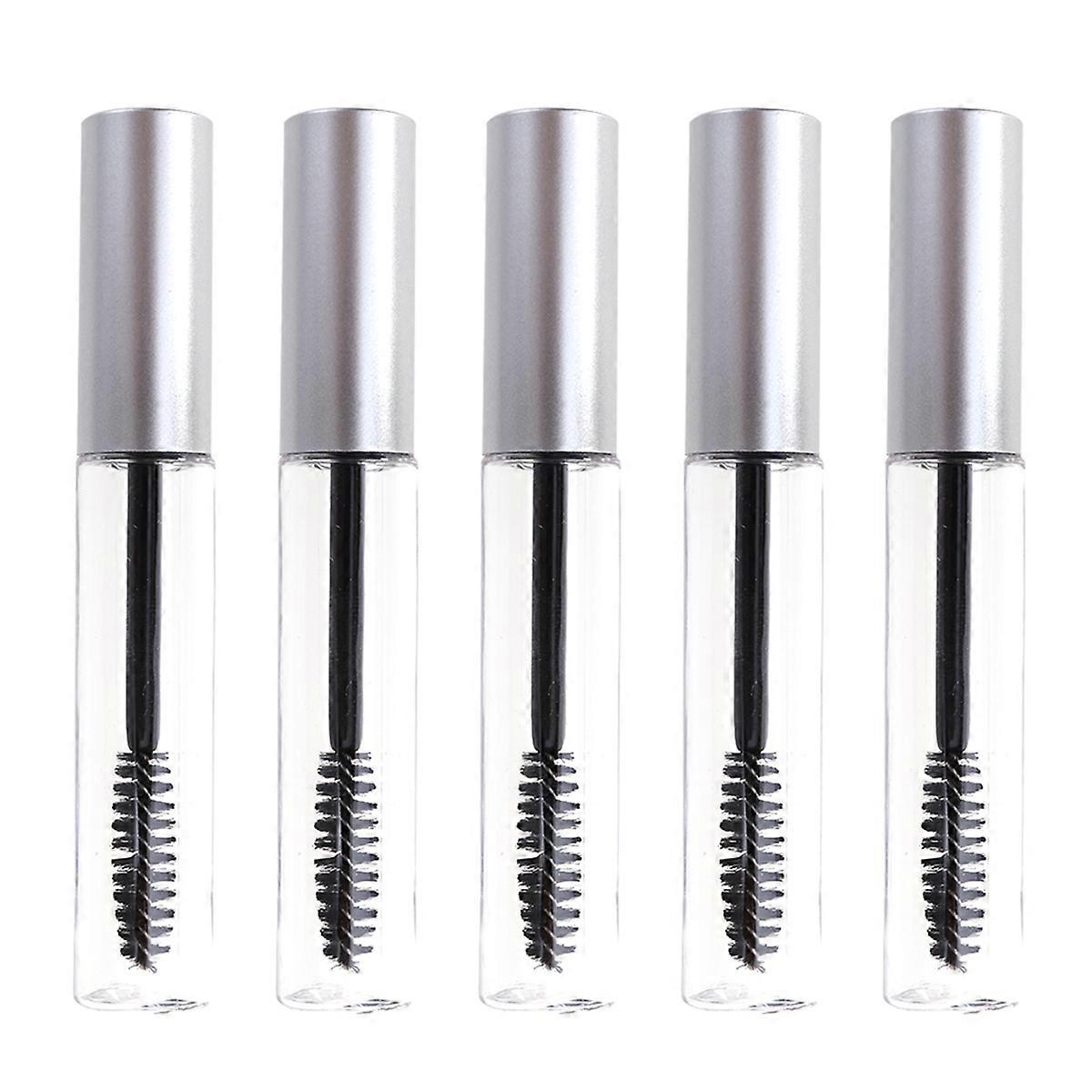 5pcs 10ml Empty Eyelashes Tube Eyelash Cream Bottle Mascara Tube Container (Silver Lid)