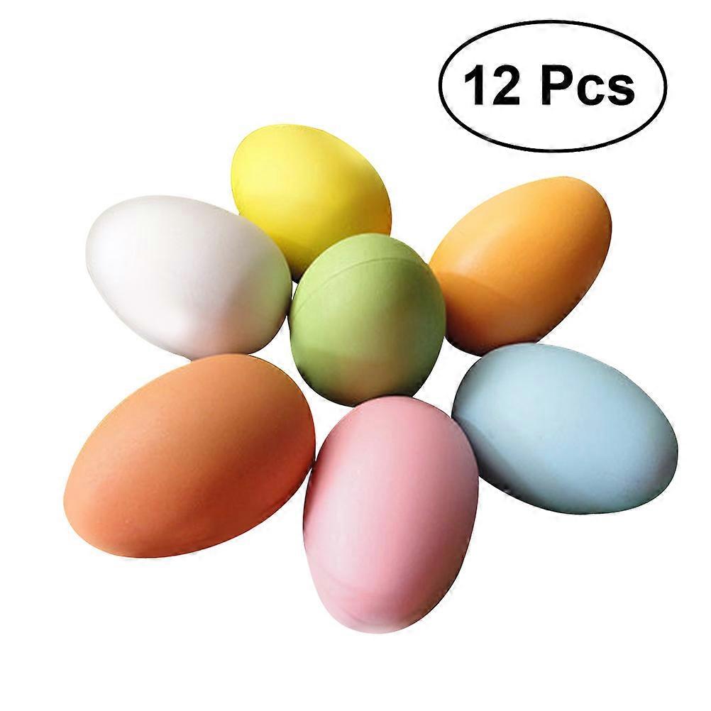 12 Pcs Hand Painted Plastic Eggs DIY Crafts Easter Egg Plastic Chicken Eggs Plastic Easter Egg Easter Eggs