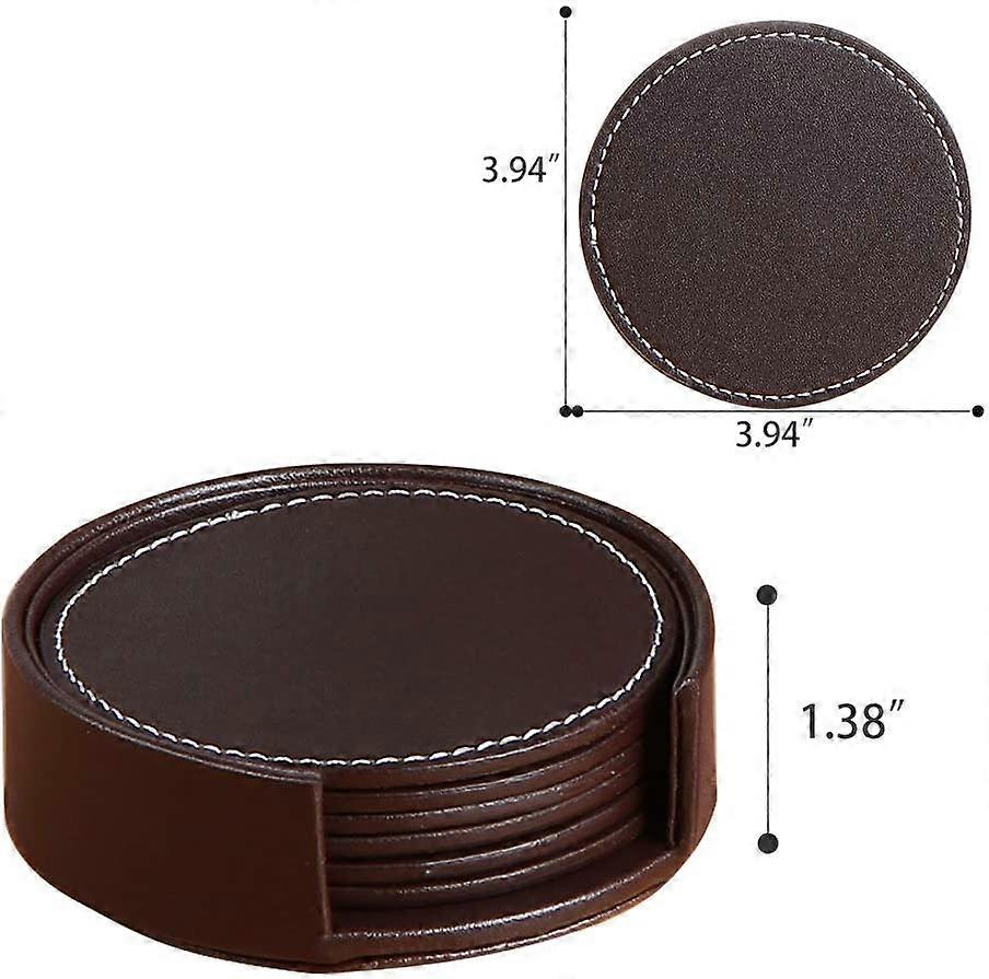 Coaster Square Coaster Sottobicchiere In Pelle PU Tappetino Da Tavolo Nero Con Supporto Per Bevande A Caffe Te Birra~p149629298