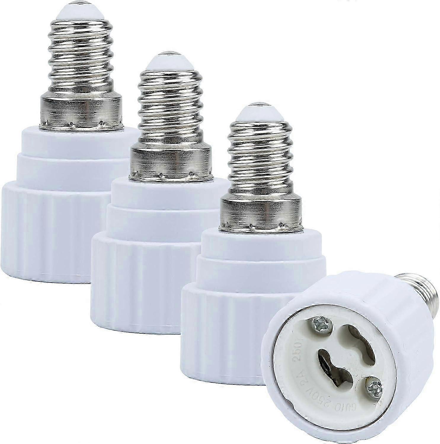 4X Lamp Socket Adapter E14 to GU10 in White - Set of 4 Reformatting Converters for LED Bulbs s202412121186