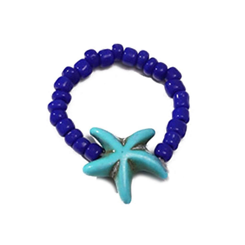 Starfish Beaded Rings Seed Bead Stackable Rings Handmade Braided-String Rings