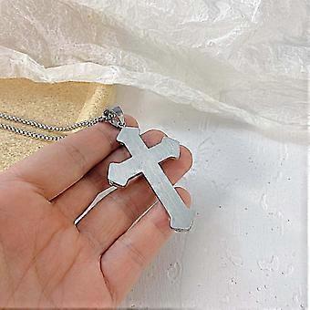 Croce su catena in acciaio inossidabile, collana da uomo, ciondolo da uomo, croce, catena di perline, idea regalo, gioielli da uomo, unisex - Italia