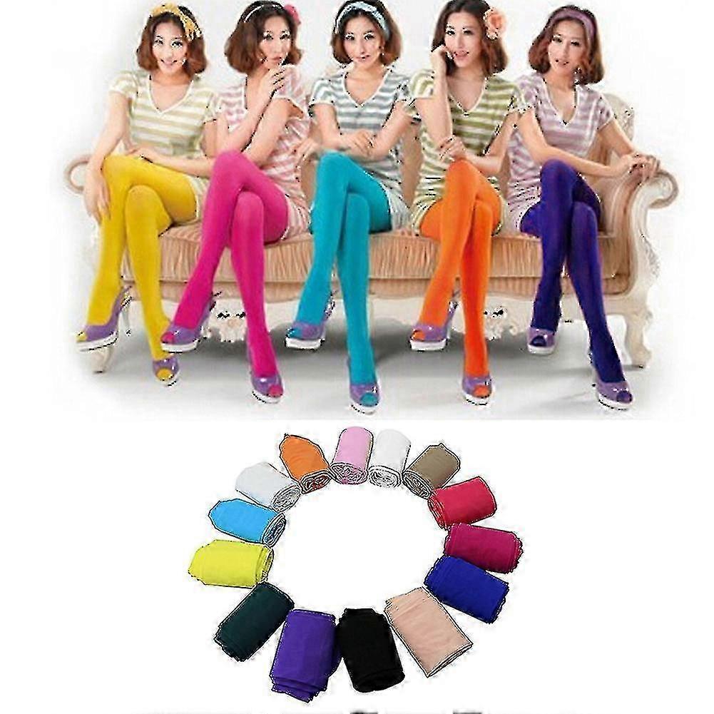 Mode Candy Couleurs Opaque Pied Chaussettes Collants Slim Collants Femmes Bas - JA