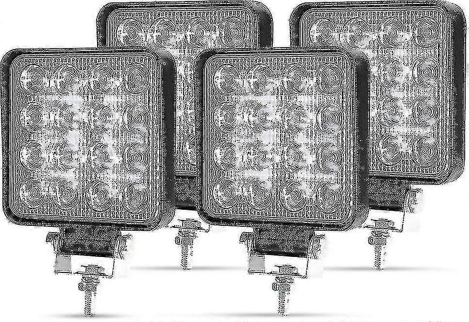 4 X 48w Led Work Light, Square Spotlight 12v 24v Long Range Led Headlights Ip67 Spot Flood Reversing Light For Car Truck Tractor Suv Boat(4 Pcs) S2024