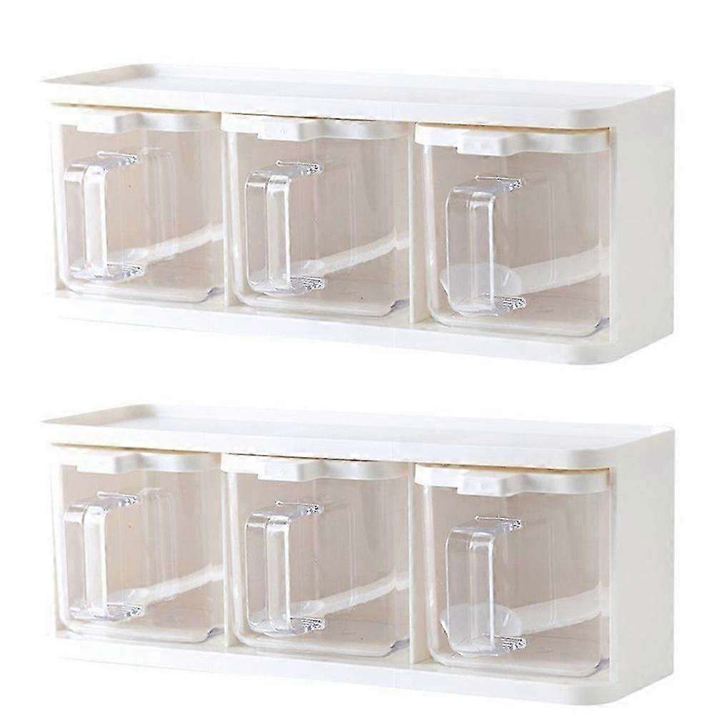 Kitchen Pull Type Seasoning Box Spice Bottle With Handle Spoon Storage Vertical And Horizontal Seas