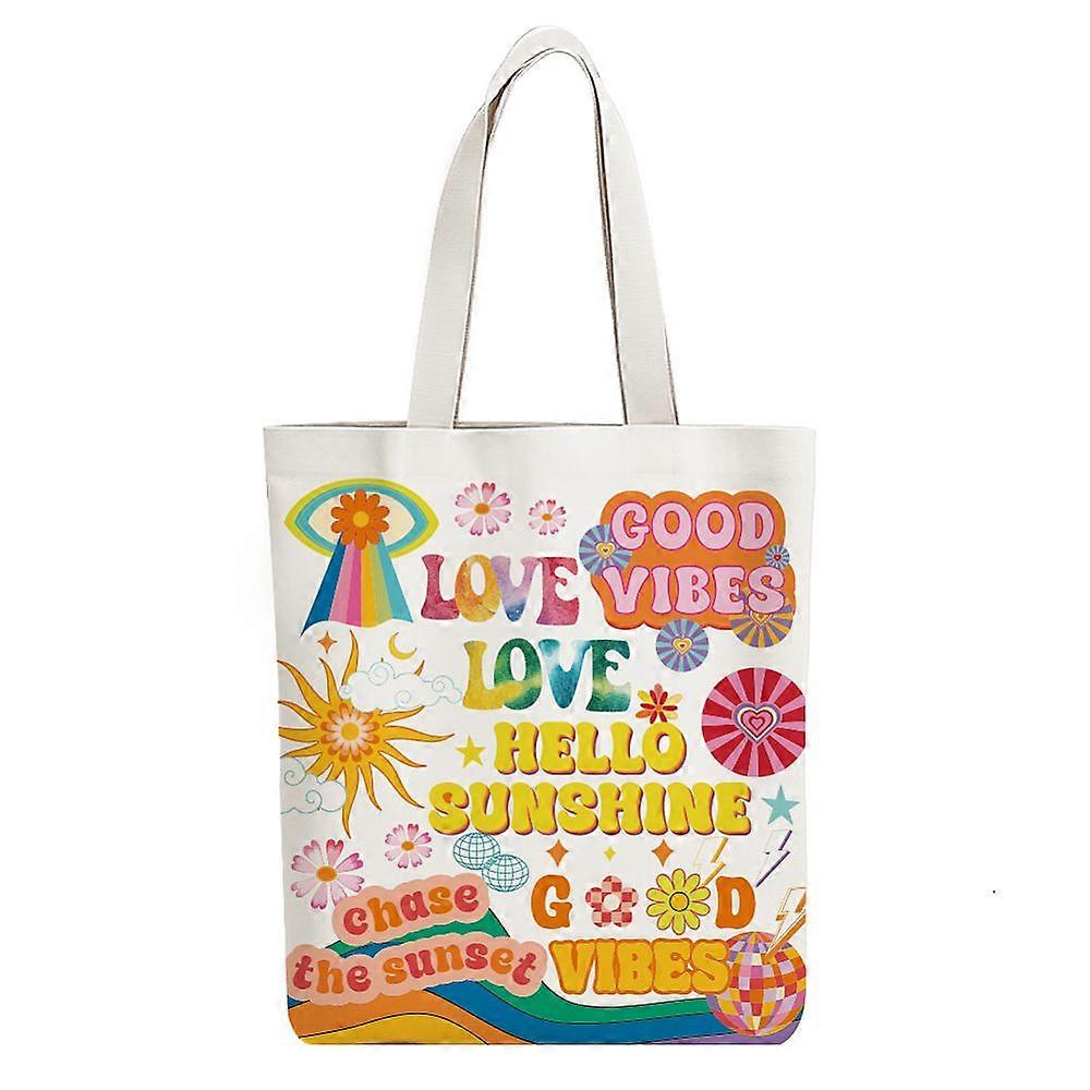 Canvas Women's Tote Bags with Handle Shoulder Bags for Shopping Rectangle Word 38x40cm