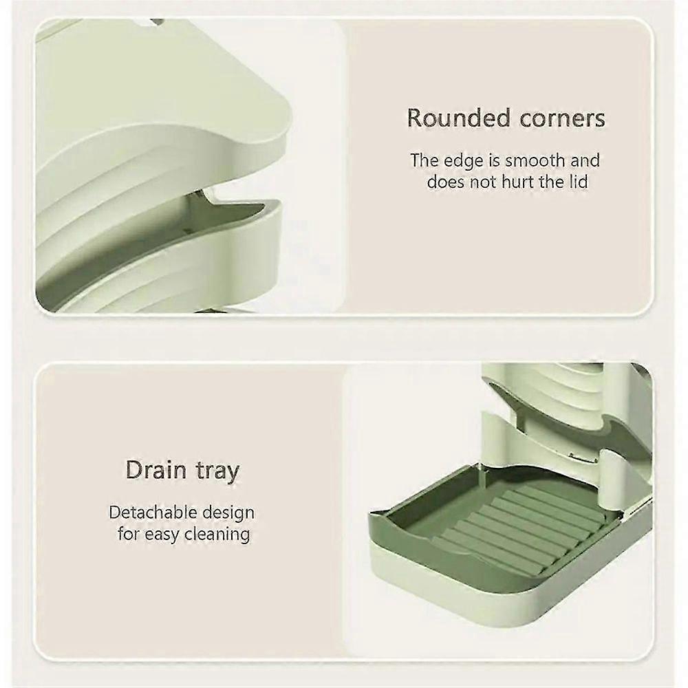 Pot Lid Organizer For Cabinet 3-tier Multi-functional Pot Cover Rack Dish Drying Rack Non-slip Drai