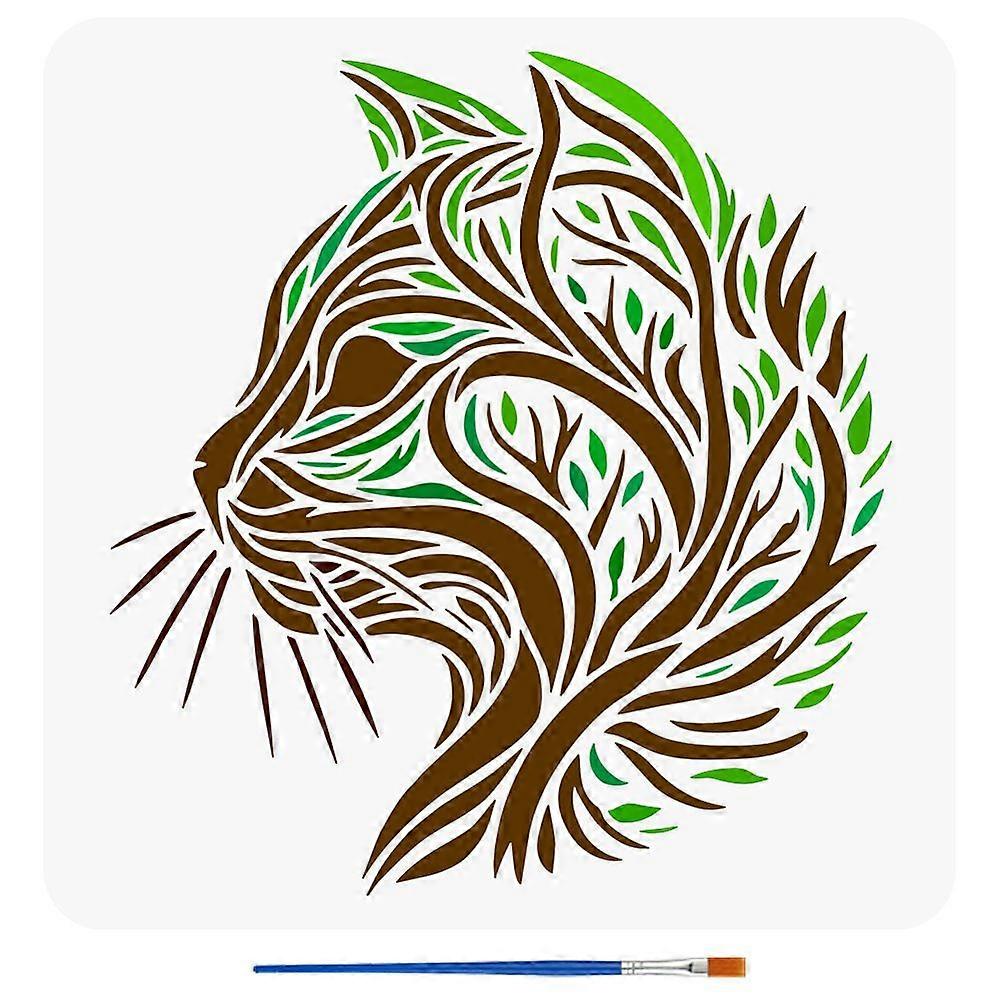 1pc PET Hollow Out Drawing Painting Stencils for DIY Scrapbook Photo Album Cat Shape 30x30cm