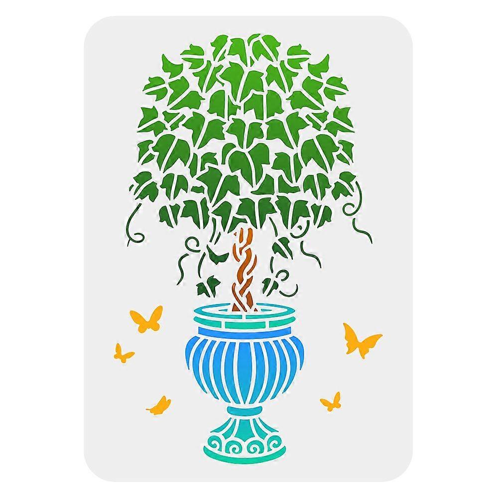 Plastic Drawing Painting Stencils Templates for Painting on Scrapbook Fabric Tiles Floor Furniture Wood Rectangle Tree Pattern 29.7x21cm