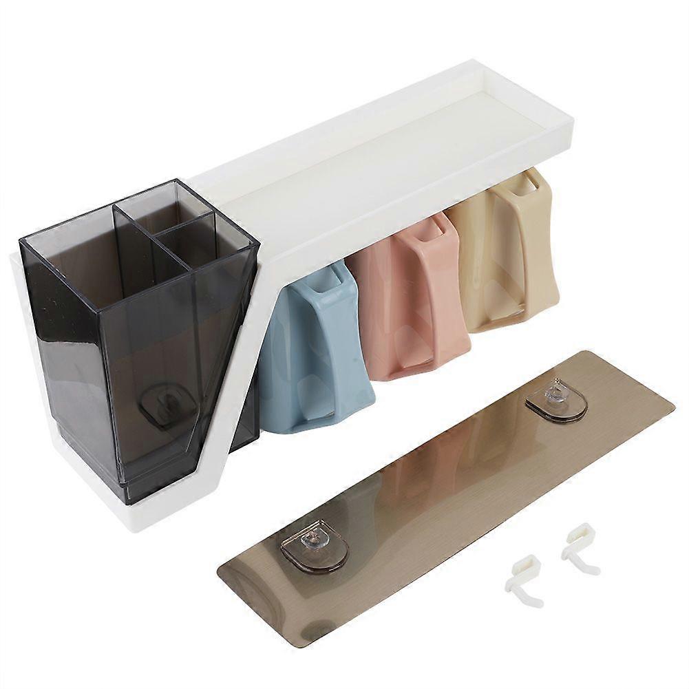 Bathroom Suction Wall Mount Hooked Toothpaste Toothbrush Holder Storage Rack