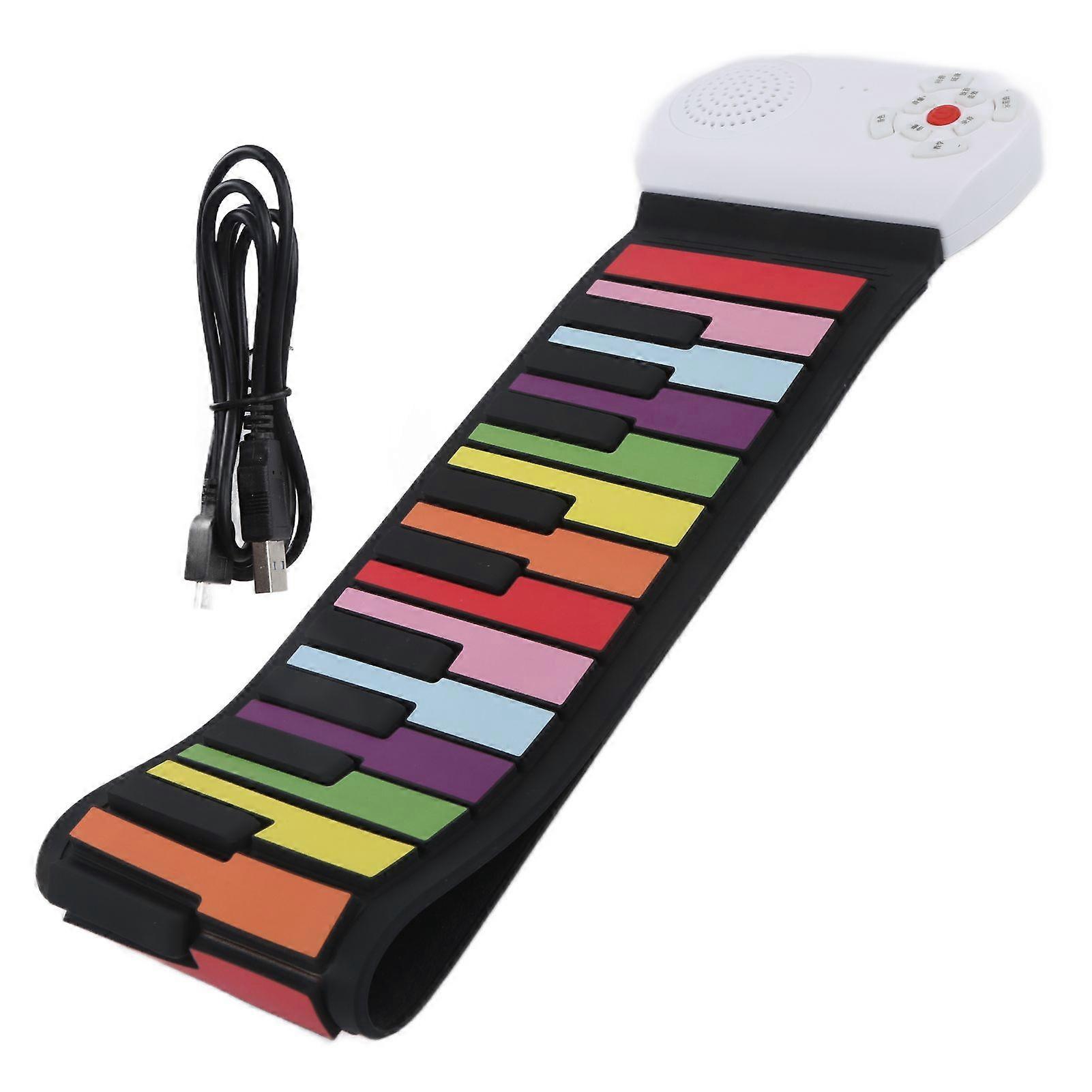 Roll Up Piano 49 Keys Kids Flexible Rainbow Keyboard Portable Folding Musical Instrument EP17