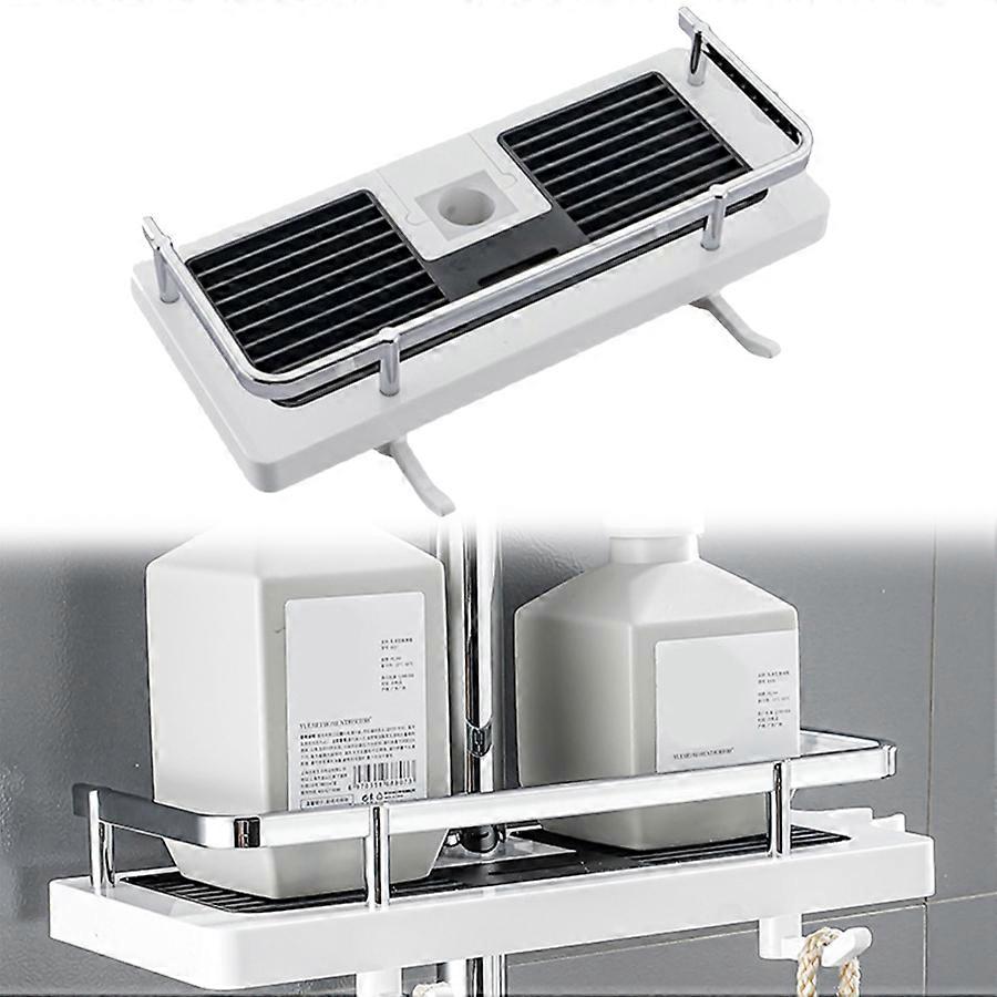 ABS Black & White Shower Organizer, No Drilling Needed