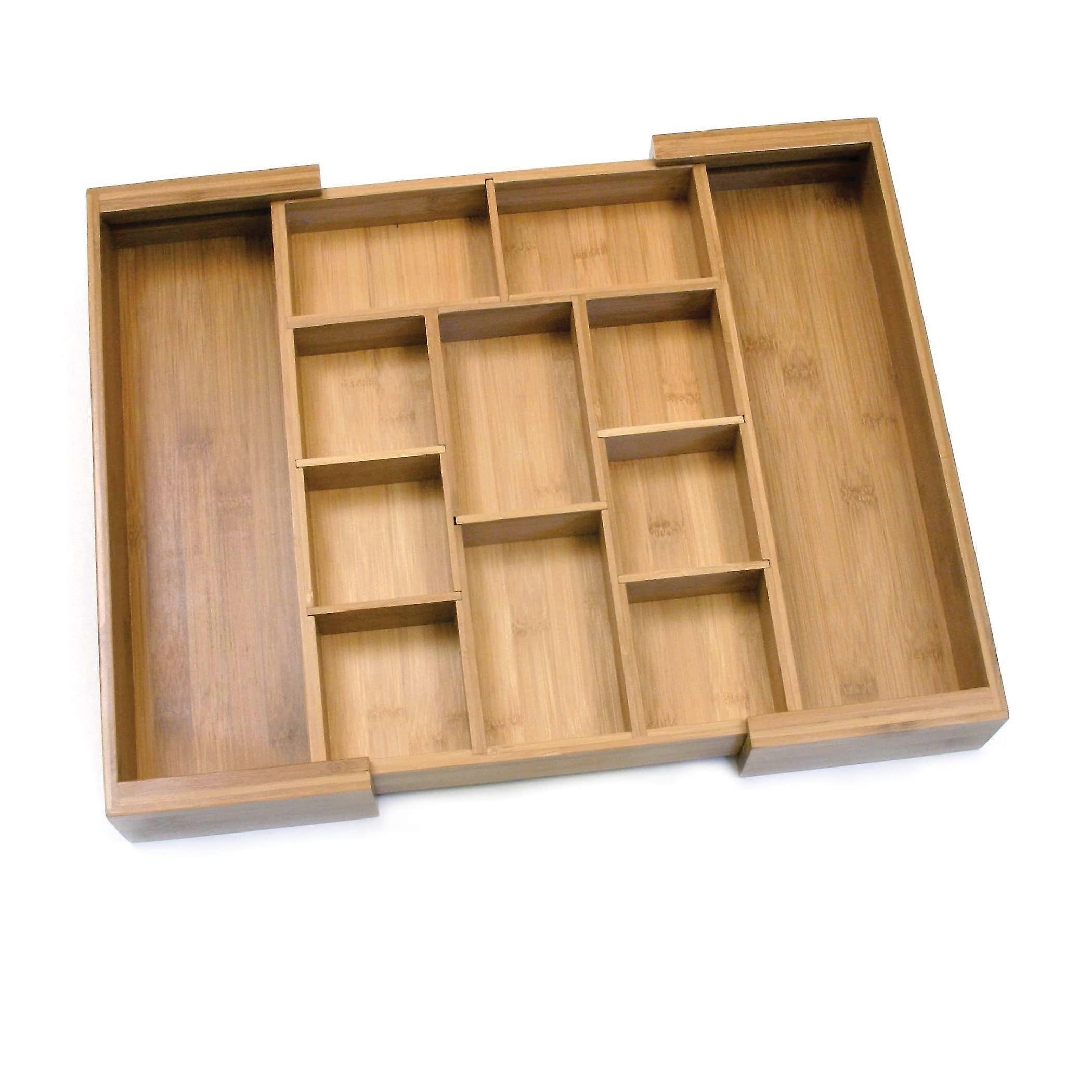 Expandable Bamboo Cutlery Tray – Adjustable Drawer Organizer with Dividers