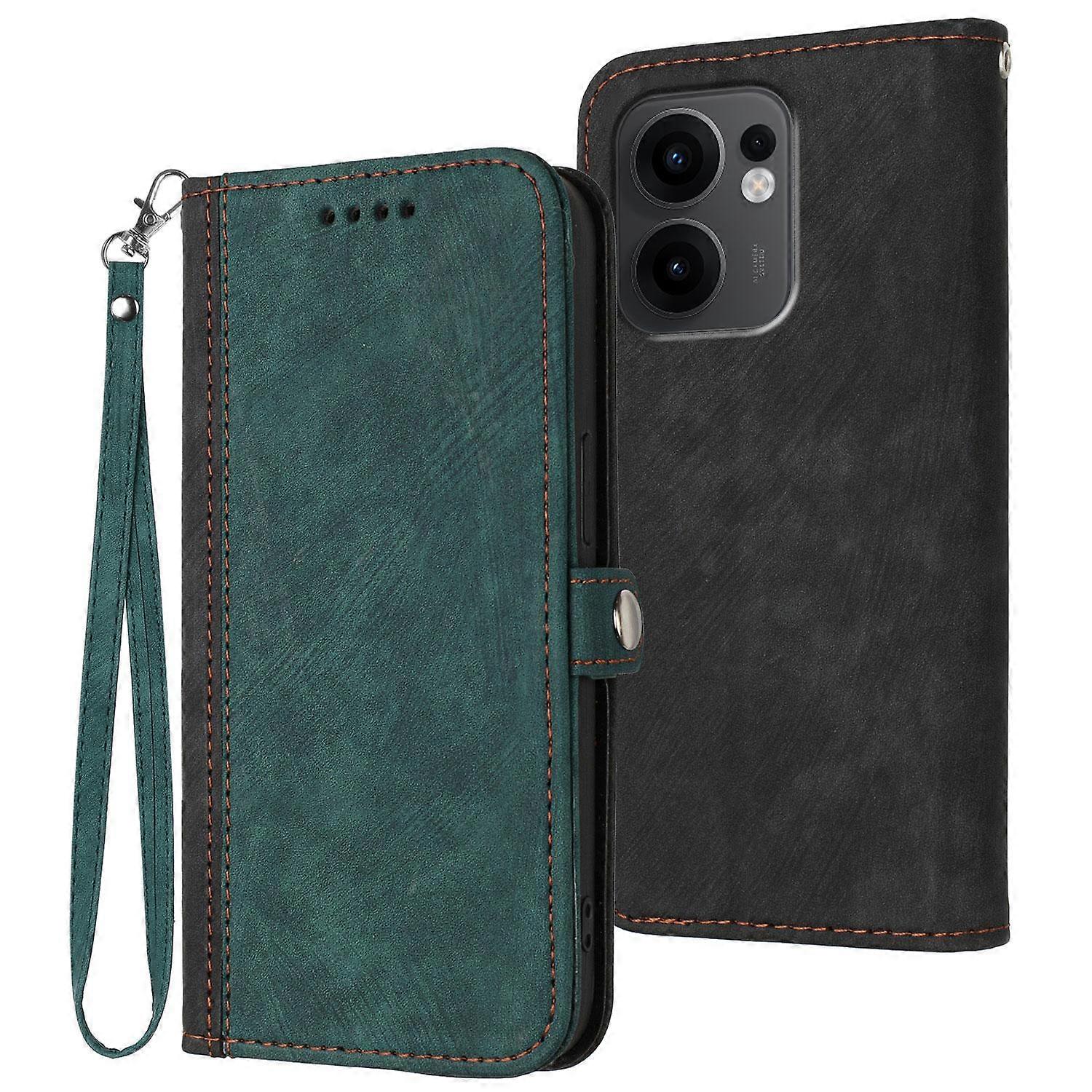 Side Buckle Double Fold Hand Strap Leather Phone Case