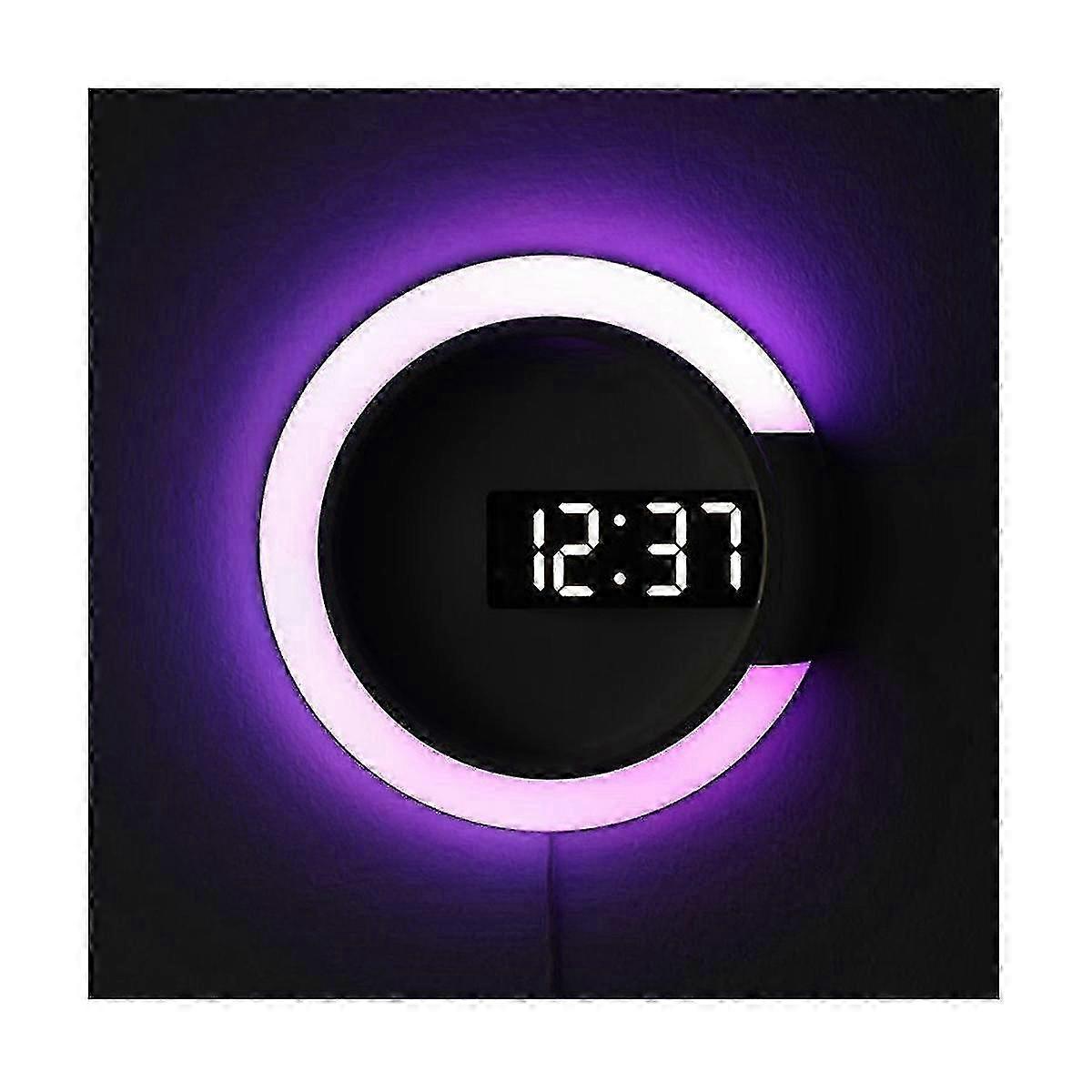 led digital vägg klocka digital display temperatur 7 färger 3d sovrum vardagsrum dekoration digital spegel väckarklocka f74