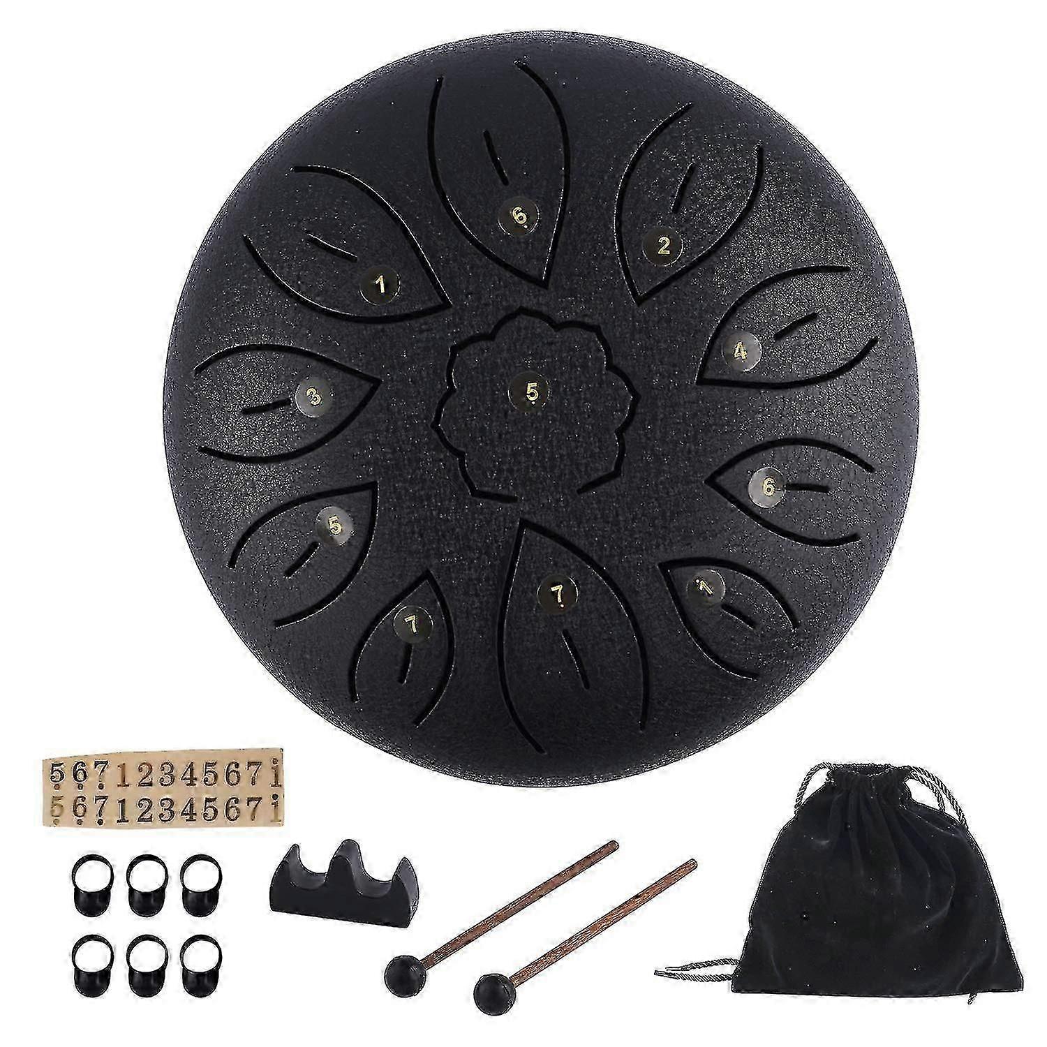 الصلب اللسان طبل 11 تلاحظ 6 بوصة ديا لوتس نوع الصلب Handpan طبل قرع الطبول صك الصلب تونغ طبل C-مفتاح مع المطارق، كتاب، ملاحظات Stic