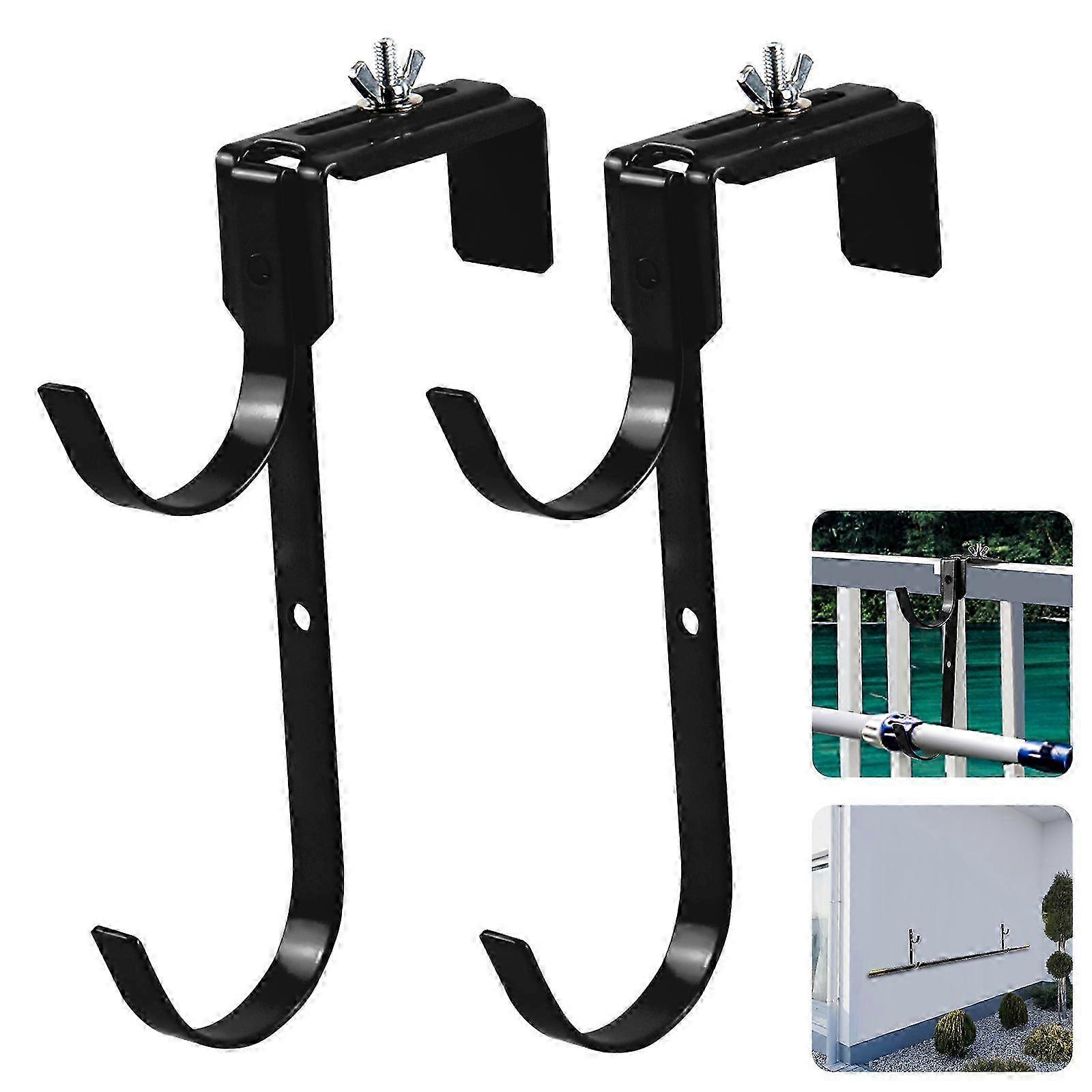 Heavy-Duty Metal Pool Pole Hooks with Adjustable Suction Cups for Vinyl Fence Installation Ideal for Pool Equipment and Skimmer Hanging