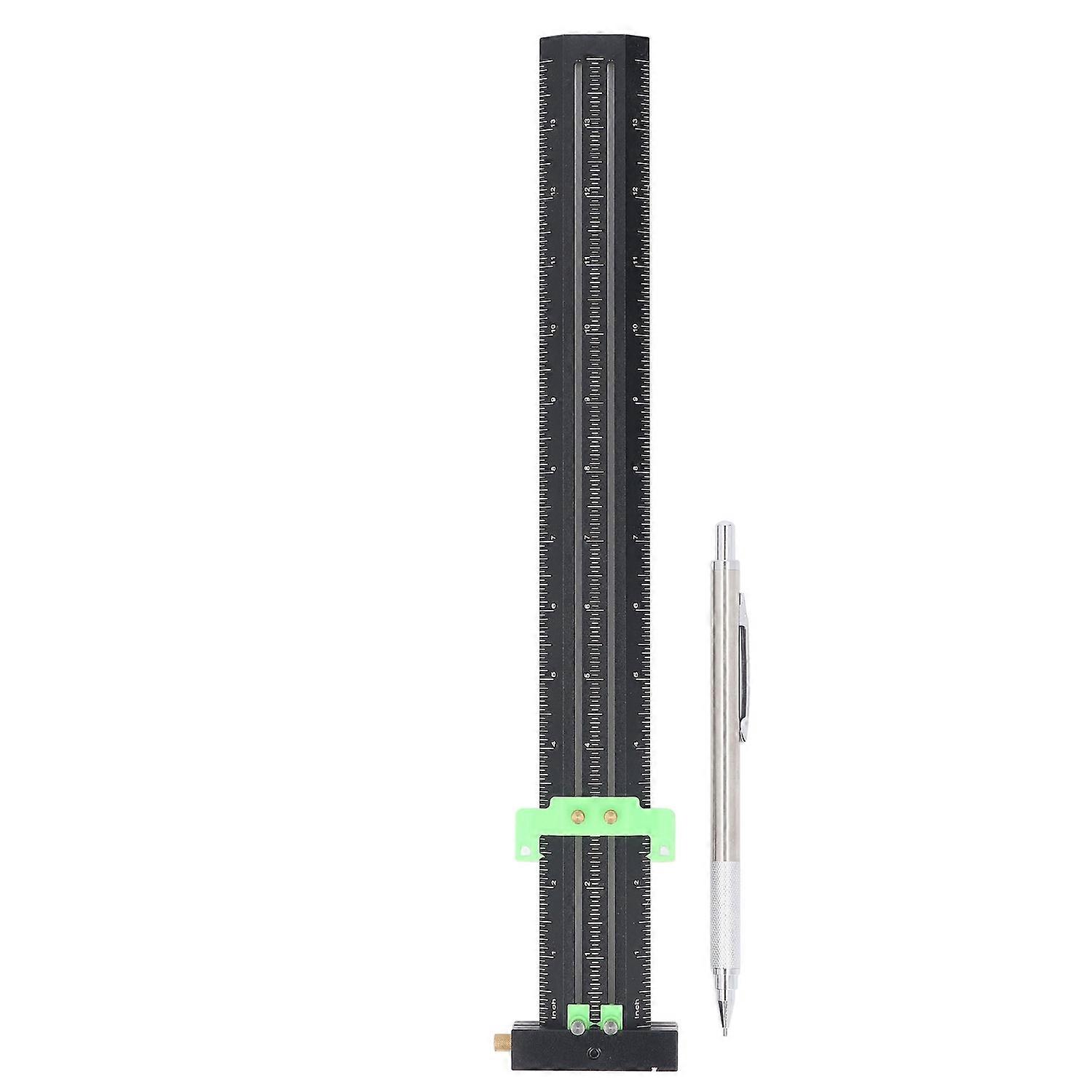 T Type Scribing Ruler Aluminum Alloy Multifunctional Portable Woodworking Ruler T Square with Pen fo