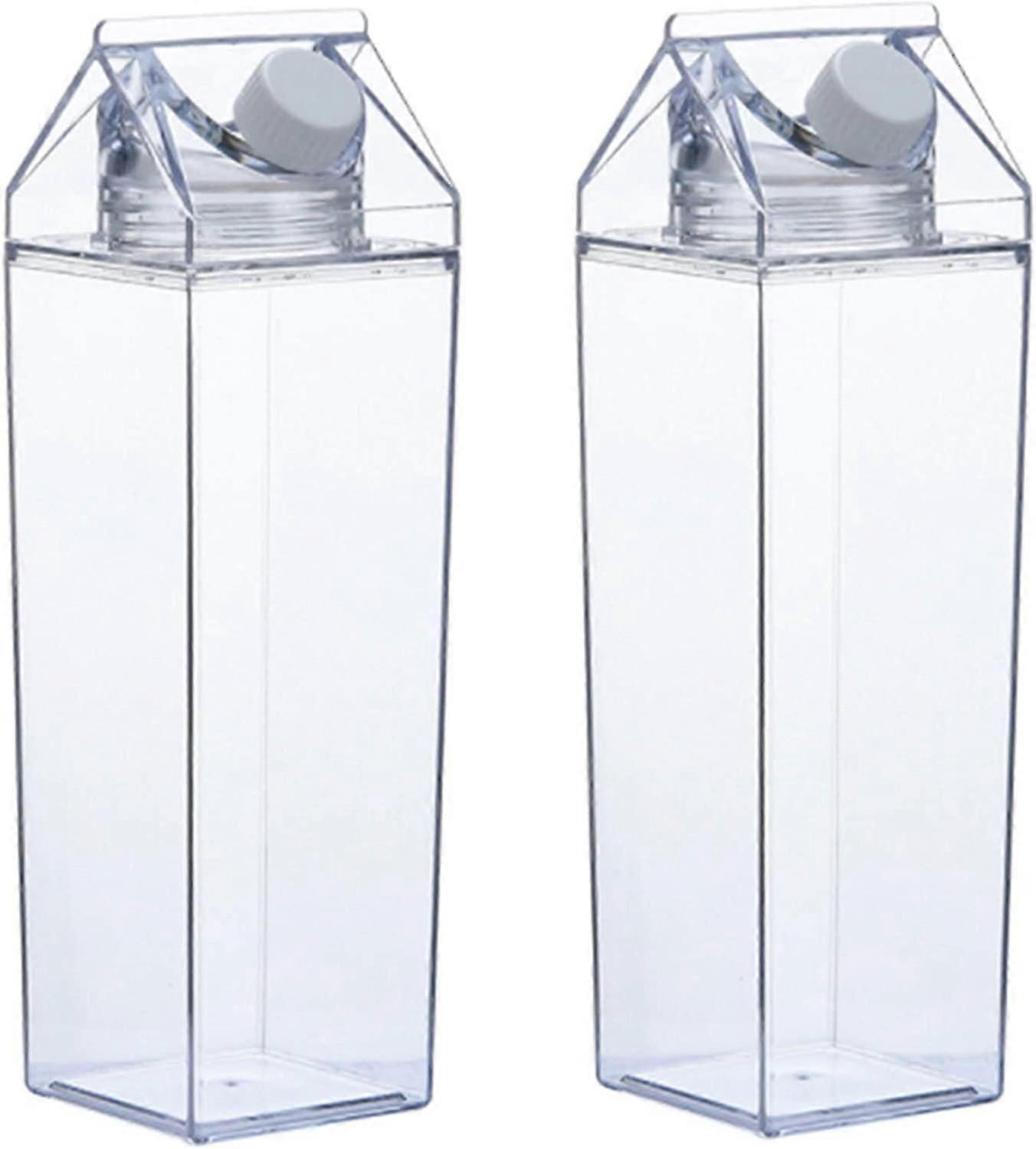 2 Pack Clear Cardboard Bottle Clear Plastic Reusable 500ml