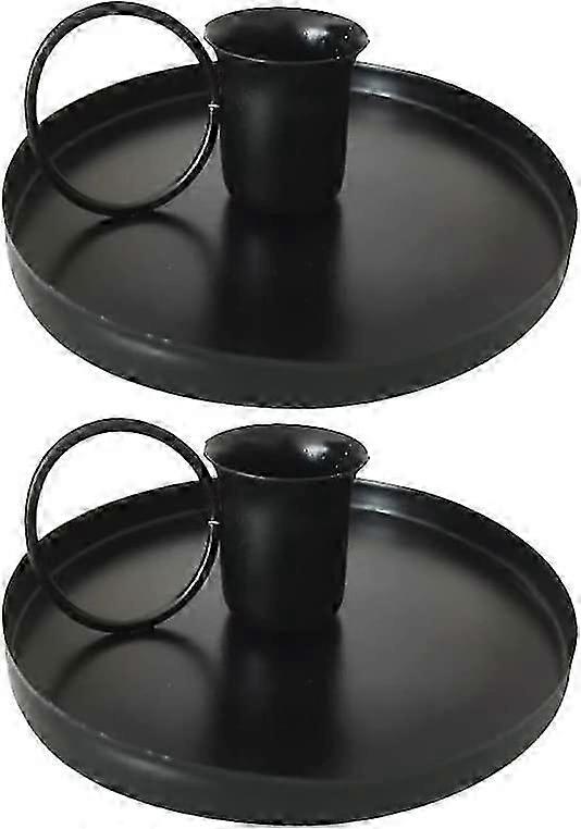 2Pcs Iron Candlestick Holder (Black)no Candle