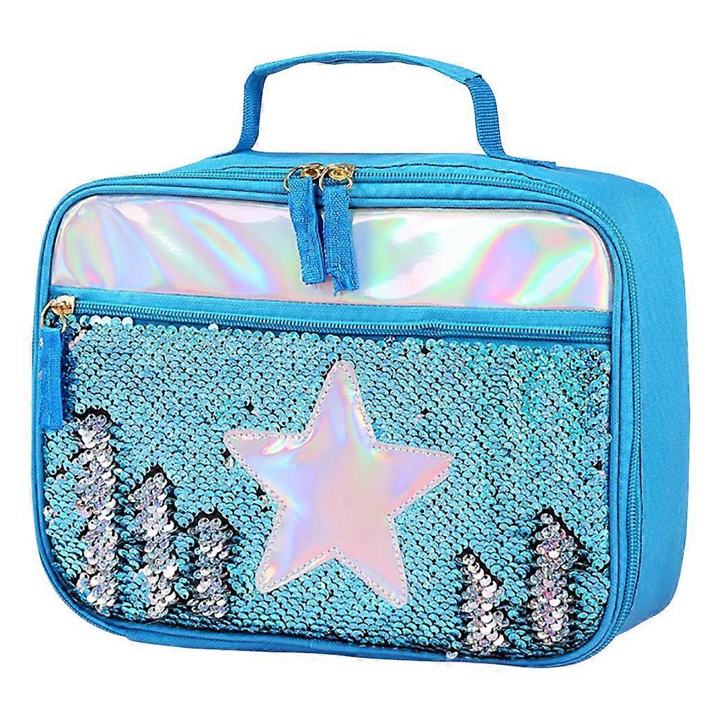 Reusable Insulated Lunch Box with Flip Sequins for Travel, Spacious Meal Tote Kit in Stylish Design
