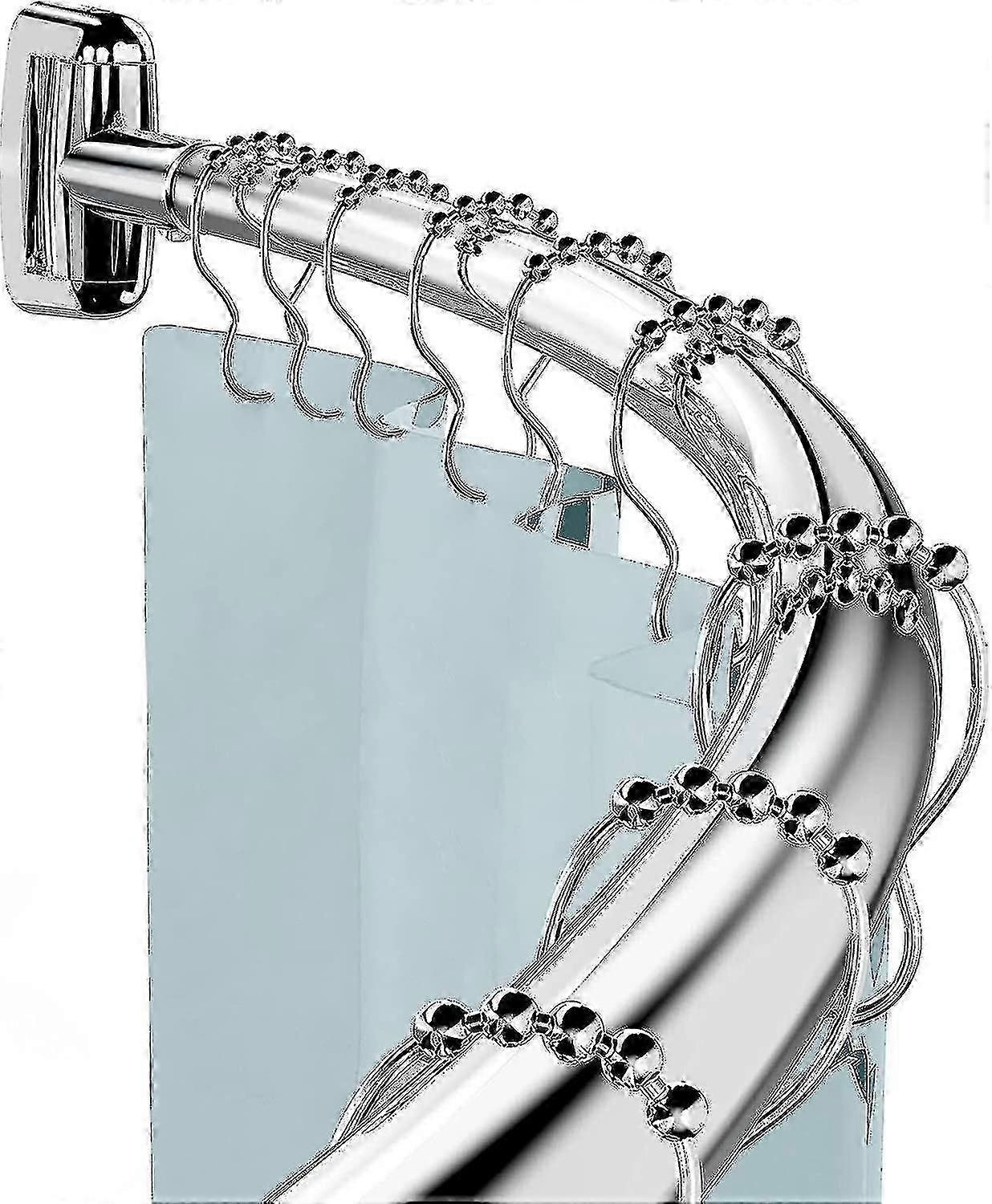 قضيب ستارة دش منحني قابل للتعديل - 304 حلقات من الفولاذ المقاوم للصدأ متضمنة