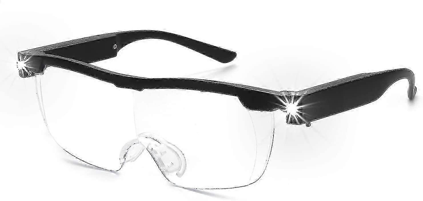 High-Powered Magnification Glasses with Built-in Rechargeable LED Lighting - Ideal for Precision Work Crafts Jewelry Making and Reading Enthusiasts