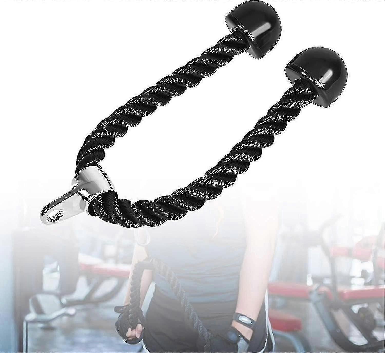 Tricep Rope Cable Attachment, Bicep Pull Down Cable, Heavy Duty Nylon Tricep Push Pull Down Rope Cord For Multi Gym Cable Machine Attachment1pcsblack