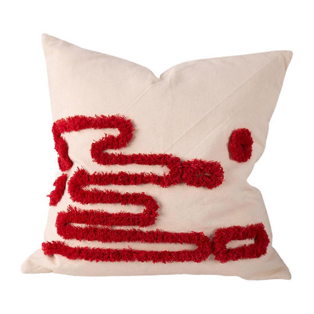 Tufted Irregular Abstract Pattern Throw Pillow for Case Boho Morocan Woven Textured Geometric Decorative Cushion Cover Red