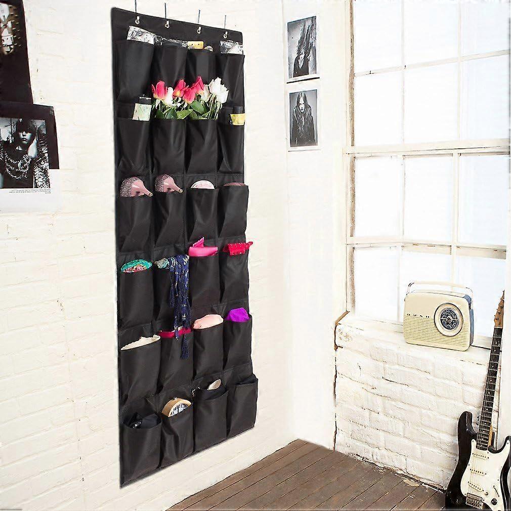 Convenient Storage System on the Door - Hanging organizer with 24 pockets for shoes and multi-functional storage -Black